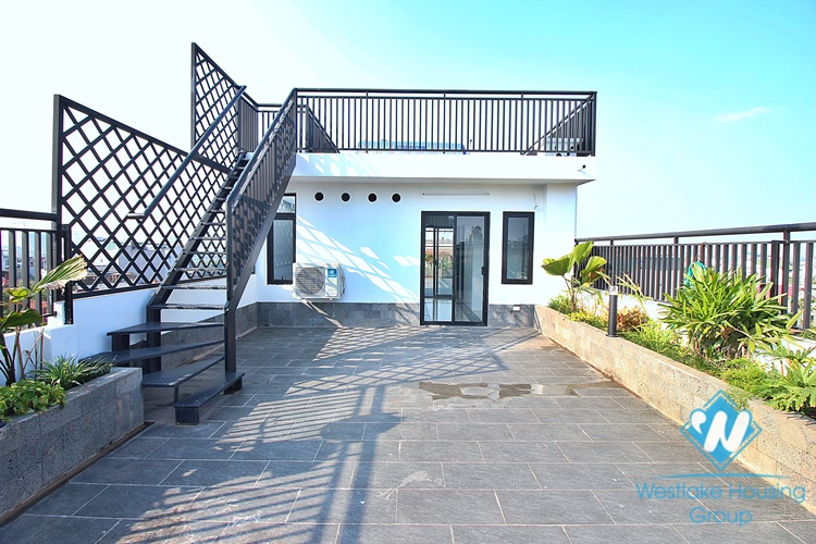 High-end 3 beds apartment with pretty terrace for rent in To Ngoc Van st, Tay Ho